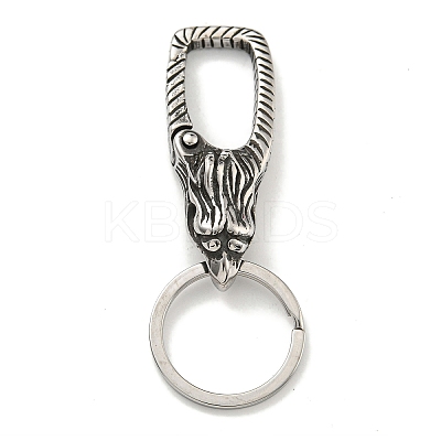 Tibetan Style 316 Surgical Stainless Steel Fittings with 304 Stainless Steel Key Ring FIND-Q101-06AS-02-1