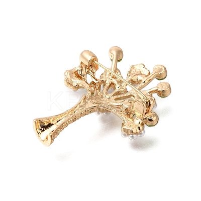 Bottle of Flowers Alloy Olivine Rhinestone Brooch LS-JEWB-Q002-02G-1