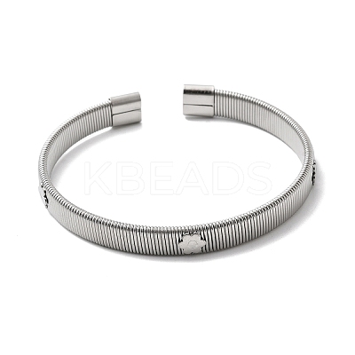 304 Stainless Steel Flat Snake Chains Cuff Bangles for Women BJEW-A067-01P-1