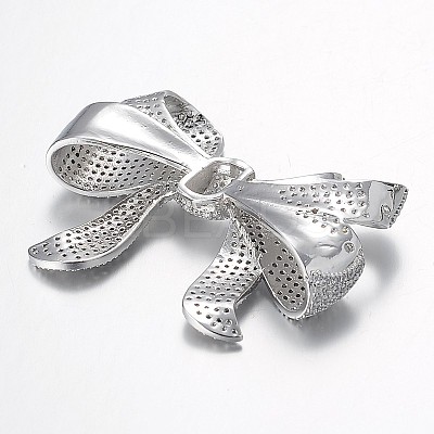 Bowknot Brass Micro Pave Cubic Zirconia Pendants ZIRC-O017-06-1