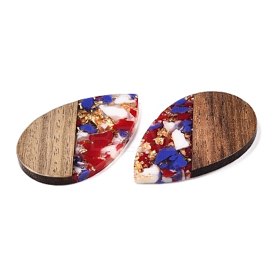 Transparent Resin & Walnut Wood Big Pendants RESI-T058-05H-1