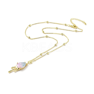 Synthetic Crystal Teardrop Pendant Necklace LS-NJEW-G016-03B-1