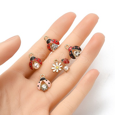 5Pcs 5 Styles Alloy Rhinestones Pendants ENAM-YW0003-37-1