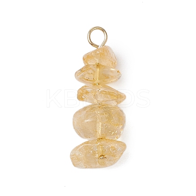 10Pcs 5 Colors 12 Constellation Natural Citrine & Golden Sheen Obsidian & Rose Quartz & Gold Rutilated Quartz & South Red Agate Pendants PALLOY-JF02839-06-1