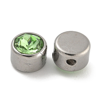 304 Stainless Steel K9 Glass Transparent Glass Beads STAS-U024-18P-1