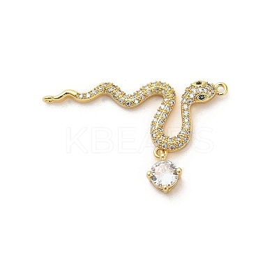 Brass Micro Pave Clear Cubic Zirconia Connector Charms KK-C108-02A-G-1