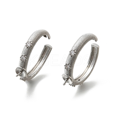 Brass Pave Clear Cubic Zirconia Open Cuff Ring Settings KK-K398-11P-1