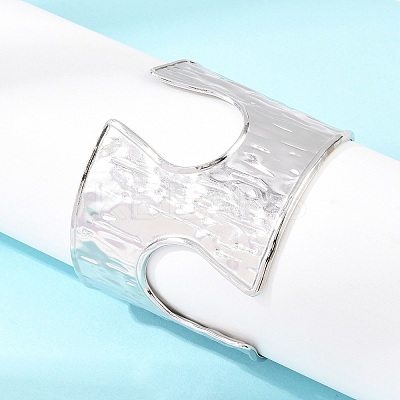 Hammered 304 Stainless Steel Cuff Bangles BJEW-Z164-01P-1