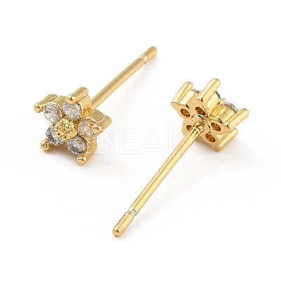 Cubic Zirconia Flower Stud Earrings EJEW-C035-15G-05-1