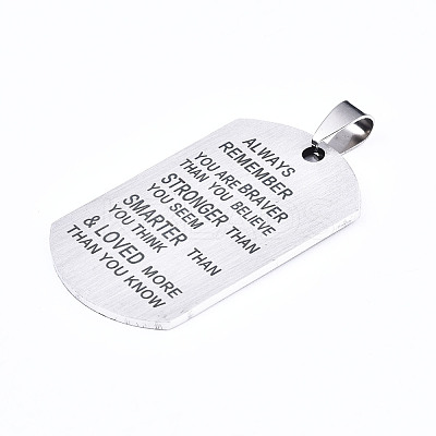 Non-Tarnish 201 Stainless Steel Quote Pendants STAS-T044-232P-1
