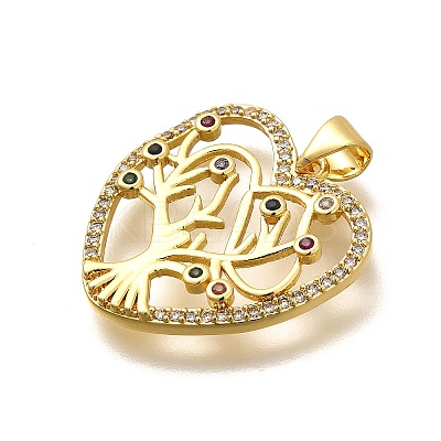 Rack Plating Brass Micro Pave Cubic Zirconia Pendants KK-L226-051G-05-1