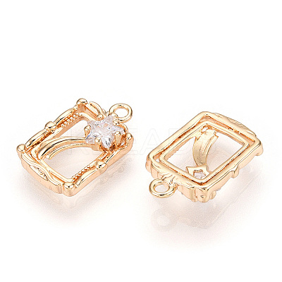 Rack Plating Brass Micro Pave Cubic Zirconia Pendants KK-K333-90G-1