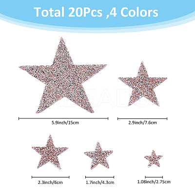 20Pcs 4 Colors Star Hotfix Rhinestone Kit(Hot Melt Adhesive On The Back) DIY-FH0007-04-1