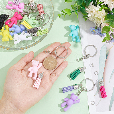 Opaque Acrylic Bear Keychain Making Kits DIY-NB0008-02-1