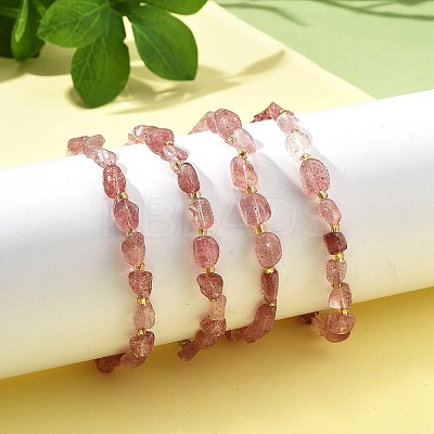 Natural Strawberry Quartz Beads Bracelets for Women BJEW-H623-02S-15-1