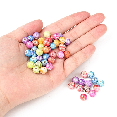 AB Color Wave Printed Acrylic Beads SACR-YW0001-48-1
