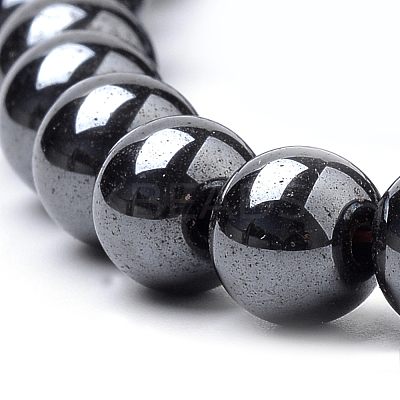 Non-magnetic Synthetic Hematite Beads Strands G-S259-44-6mm-1