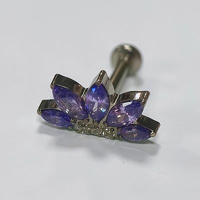 Flower Titanium Alloy Pave Cubic Zirconia Internally Threaded Labrets FS-WG35145-02-1