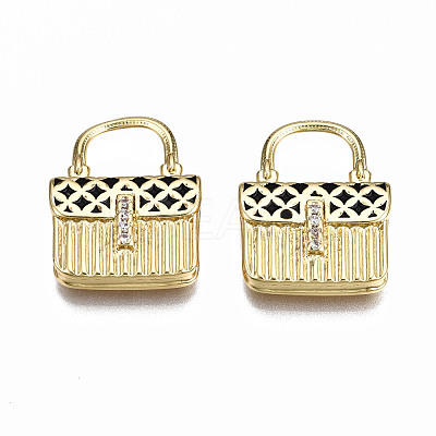 Brass Micro Pave Cubic Zirconia Enamel Pendants ZIRC-Q200-020A-NF-1