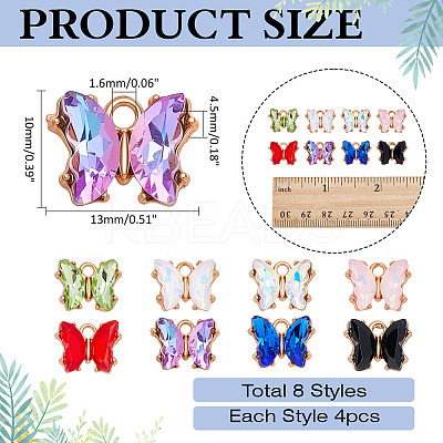 32Pcs 8 Colors Alloy Glass Charms FIND-ME0001-95-1