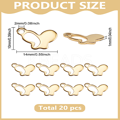 20Pcs Ion Plating(IP) Butterfly 304 Stainless Steel Charms STAS-LP0003-61-1