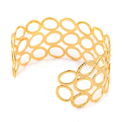 304 Stainless Steel Open Cuff Bangles for Women BJEW-G711-01F-G-1