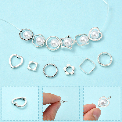 80Pcs 8 Styles Alloy Bead Frame FIND-SP0004-13-1