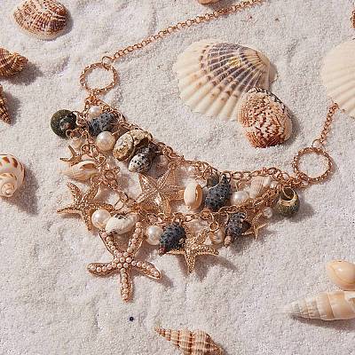 Trendy Starfish and Conch Jewelry Sets SJEW-PH0001-02G-1