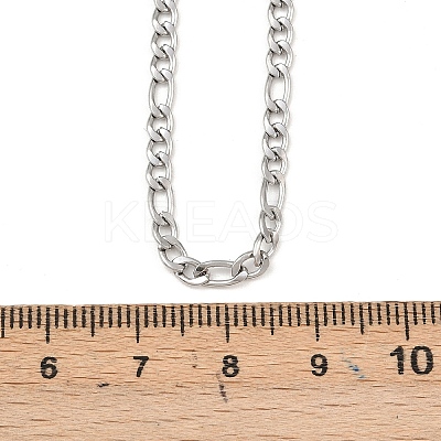 Tarnish Resistant Smooth Surface 304 Stainless Steel Figaro Chain Necklace Making STAS-A028-N022P-1