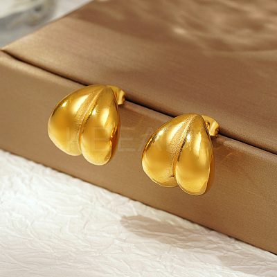 Stylish 304 Stainless Steel Heart Stud Earrings for Women Daily Wear PG7148-1