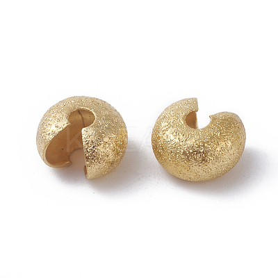 Textured Brass Crimp Beads Covers KK-I665-23G-1