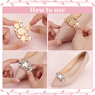 4Pcs 2 Colors Manganese Steel Rhinestone Shoe Decoration AJEW-FG0004-19-1