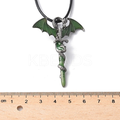 Alloy Enamel Dragon Wrapped Sword Pendant Necklaces LS-NJEW-V005-02P-01-1