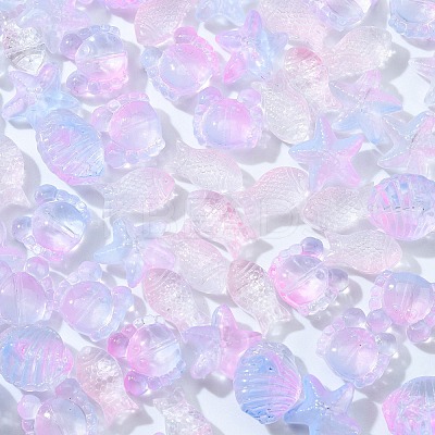 100Pcs Transparent Spray Painted Glass Beads GLAA-CJ0002-13-1