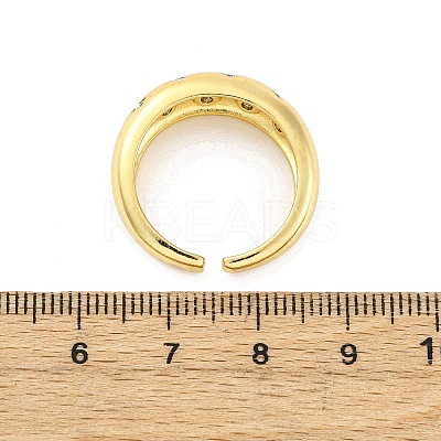 Brass Micro Pave Clear Cubic Zirconia Cuff Rings for Women RJEW-H248-01G-01-1