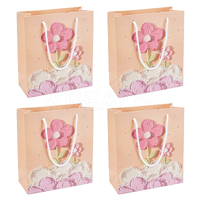 6Pcs Rectangle Paper FLower Gift Bags with Rope Handles ABAG-TA0001-29B-1