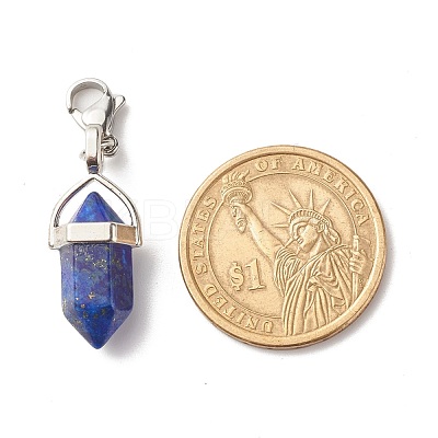 Natural Bullet-shaped Gemstone Pendant Decorations HJEW-JM00602-1