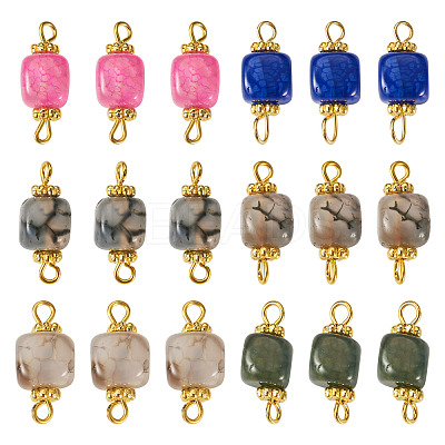 6 Sets 6 Colors  Natural Agate Dyed Connector Charms FIND-TA0002-41-1