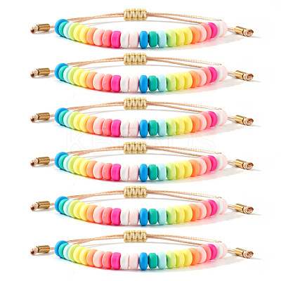 6Pcs Polymer Clay Beads Braided Bead Bracelets for Women NL7584-2-1