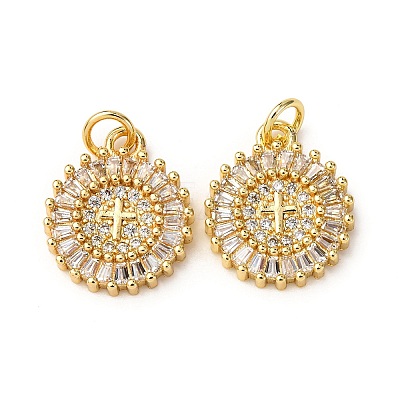 Brass Micro Pave Cubic Zirconia Pendants KK-A265-08G-1