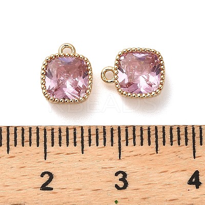 Brass Micro Pave Clear Cubic Zirconia Charms KK-B110-01G-04-1