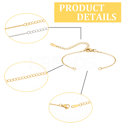 20Pcs 2 Colors 201 Stainless Steel Cable Chain Link Bracelet Making STAS-UN0047-16-1