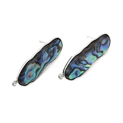 304 Stainless Steel Pave Natural Paua Shell Stud Earring Findings STAS-Z125-02P-1