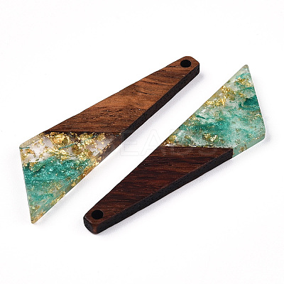 Transparent Resin & Walnut Wood Pendants RESI-N039-70B-1