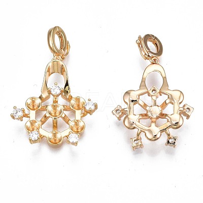 Brass Micro Pave Clear Cubic Zirconia Peg Bails Pendants KK-N232-231-1