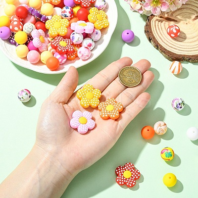 30Pcs 5 Styles Silicone Focal Beads SIL-YW0002-21A-1