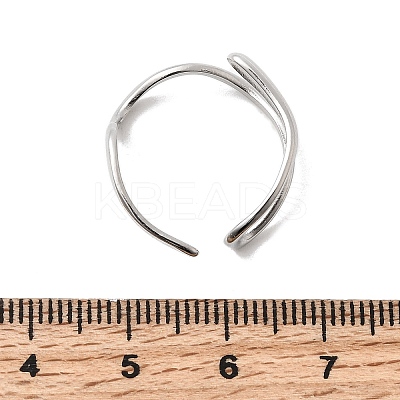 304 Stainless Steel Open Cuff Rings for Women RJEW-K313-13P-1