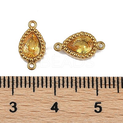 Ion Plating(IP) 304 Stainless Steel Cubic Zirconia Teardrop Links Connector Charms LS-STAS-K256-23G-09-1
