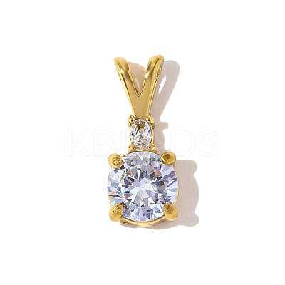 304 Stainless Steel Pave Cubic Zirconia Pendants STAS-OY010-12G-1-1