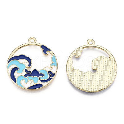Chinese Style Alloy Enamel Pendants X-ENAM-M043-03G-01-RS-1